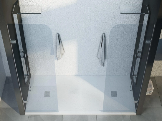 Receveur de douche, sur mesure : Largeur 160 à 210 cm x l. 70 à 100 cm. Bac à douche en résine anti glissant, finition misse, 10 couleurs, Livraison offerte